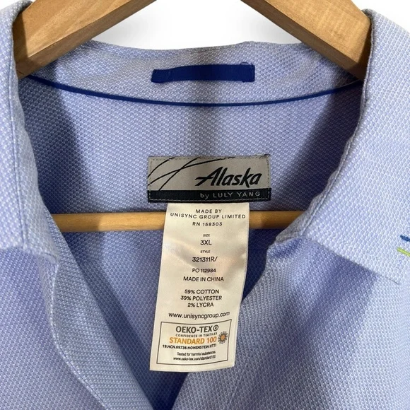 Alaska Luly Yang Blue Long Sleeve Button Down Flight Attendant Uniform Shirt 3XL - Picture 5 of 6